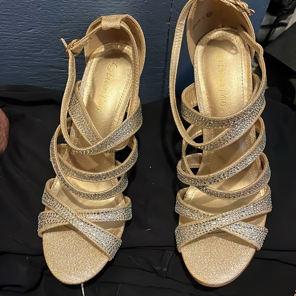 Gold sparkly glittery heals